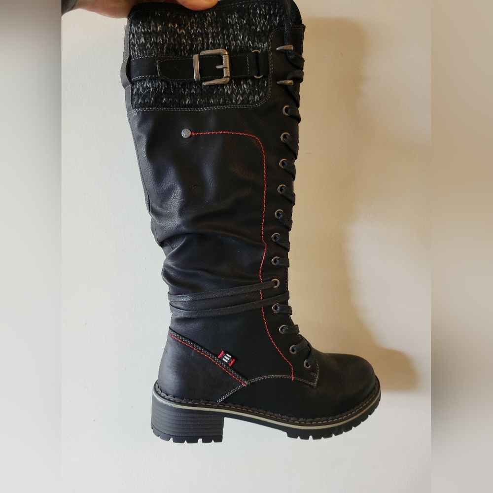 Vegan leather knee high winter boots - size 7/7.5 (EU 38) - new, never worn